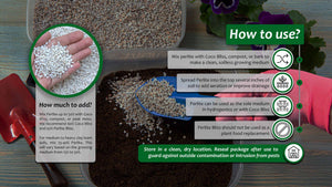 You can mix Perlite up to 50% with Coco Bliss, compost, or peat moss. We recommend 60% Coco Bliss and 40% Perlite Bliss.