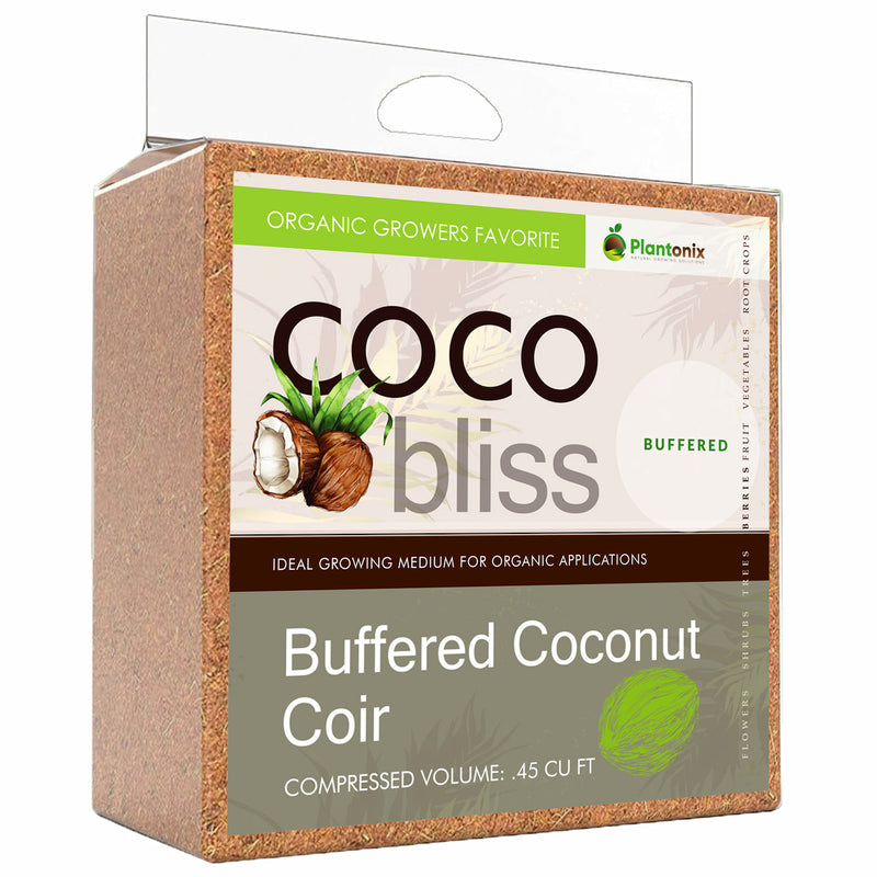 A ten pound block of buffered coconut coir. 