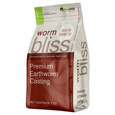 A one quart bag of premium earthworm casting.