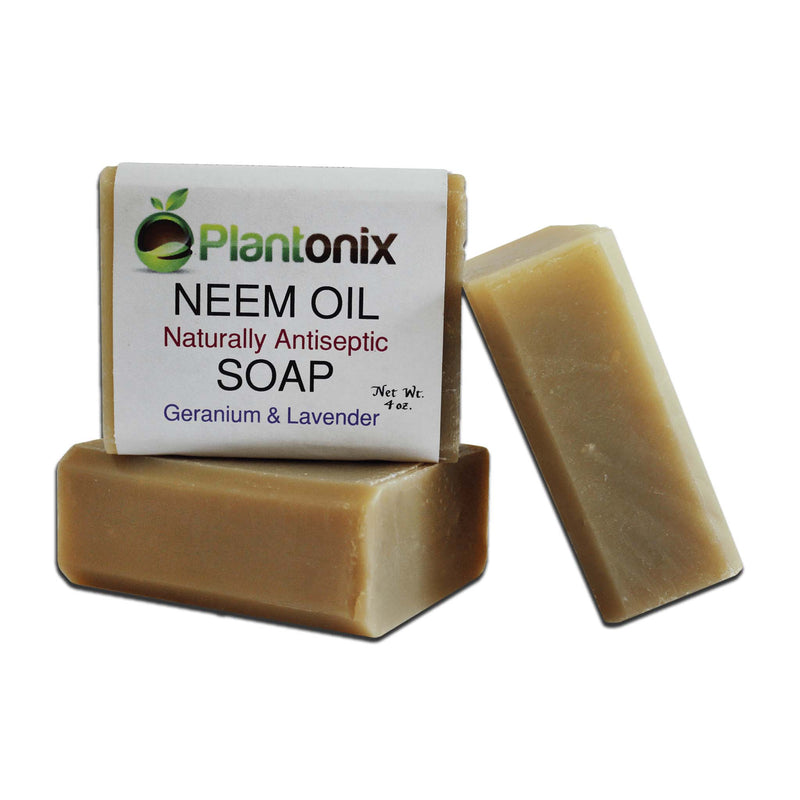 Plantonix Neem Bliss neem oil soap with geranium and lavender.