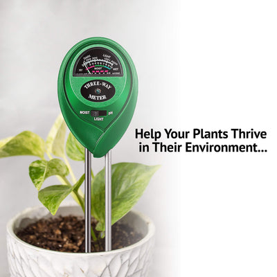 3 in 1 soil meter in a potted plant. Help your plants thrive in their environment.